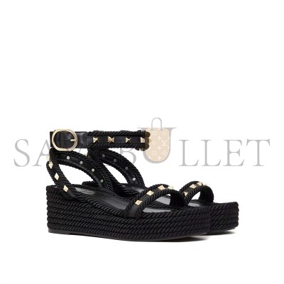 VALENTINO ROCKSTUD FLATFORM SANDAL IN CALFSKIN 45MM 6W2S0GI3BAE_0NO