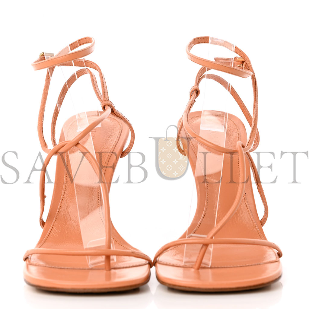 BOTTEGA VENETA CRUSH CALFSKIN THE LINE 90MM SANDALS 38 CLAY 