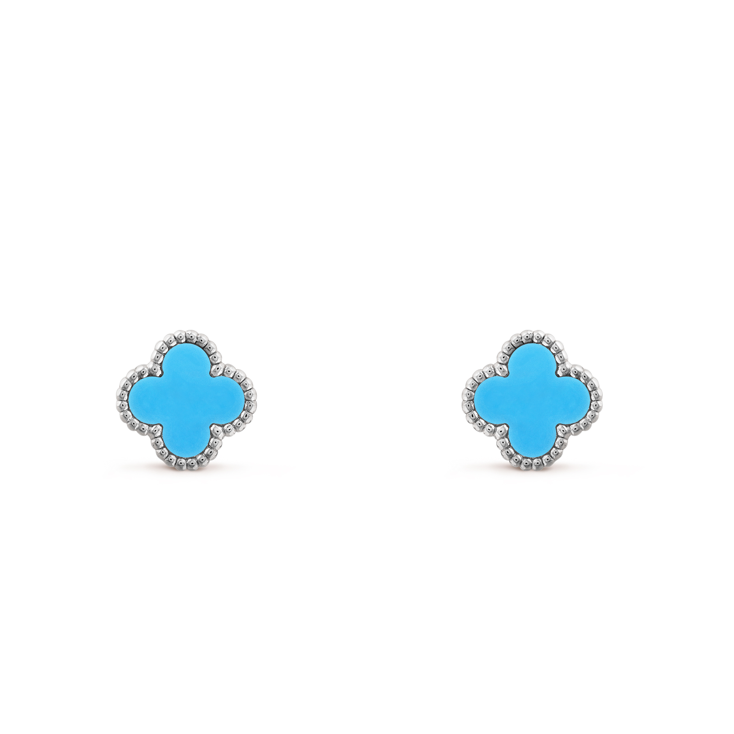 VAN CLEEF & ARPELS SWEET ALHAMBRA EARSTUDS - WHITE GOLD, TURQUOISE  VCARA44500