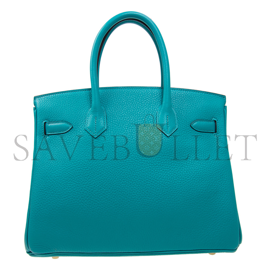 HERMES BIRKIN 30 TOGO LEATHER DENIM BLUE SILVER BUCKLE H028369CK7V (30*23*15cm)