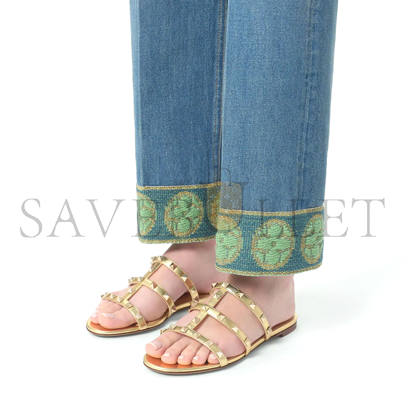 VALENTINO ROCKSTUD LAMINATED NAPPA SLIDE SANDAL 6W2S0C49QKH_I8M VALENTINO ROCKSTUD LAMINATED NAPPA SLIDE SANDAL 6W2S0C49QKH_I8M