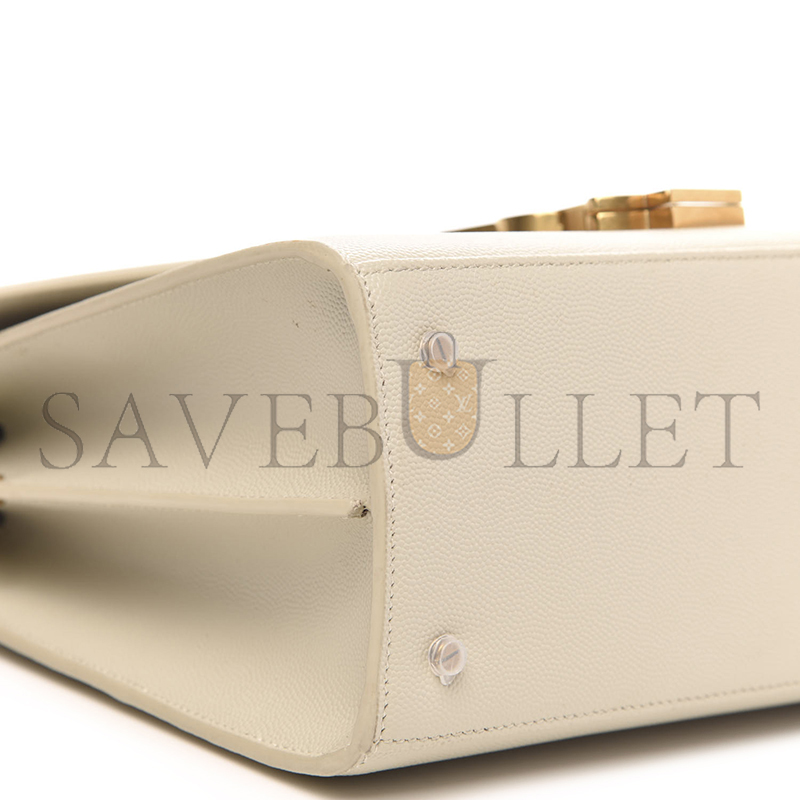 YSL CASSANDRA MEDIUM TOP HANDLE BAG IN GRAIN DE POUDRE EMBOSSED LEATHER 578000681411 (24.5*20*11.5cm)
