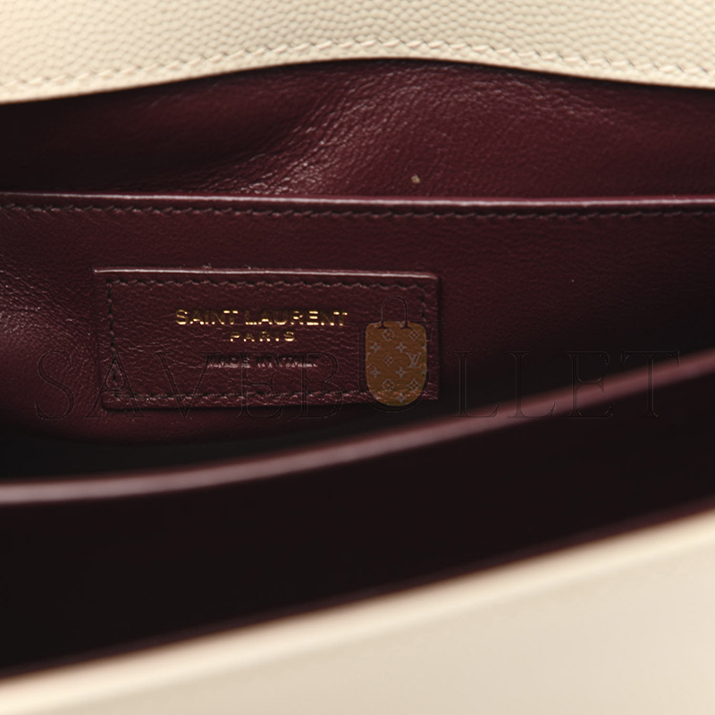 YSL CASSANDRA MEDIUM TOP HANDLE BAG IN GRAIN DE POUDRE EMBOSSED LEATHER 578000681411 (24.5*20*11.5cm)