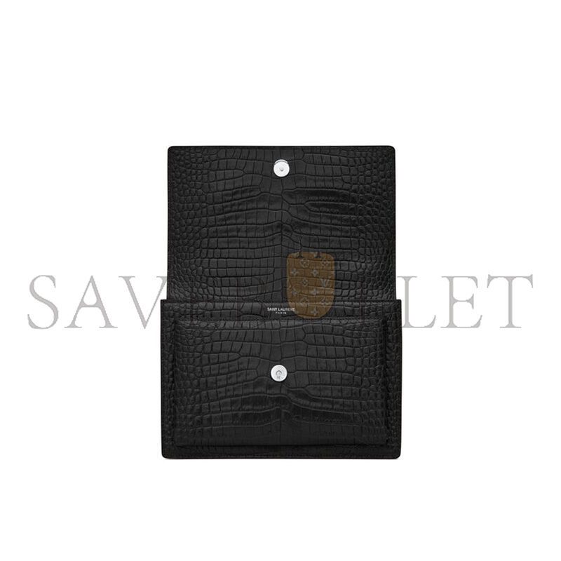 YSL SUNSET MEDIUM IN CROCODILE-EMBOSSED LEATHER 442906DND0N1000 (22*16*6.5cm)