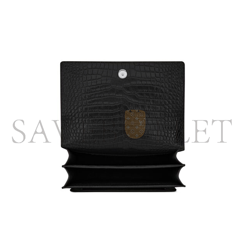 YSL SUNSET MEDIUM IN CROCODILE-EMBOSSED LEATHER 442906DND0N1000 (22*16*6.5cm)
