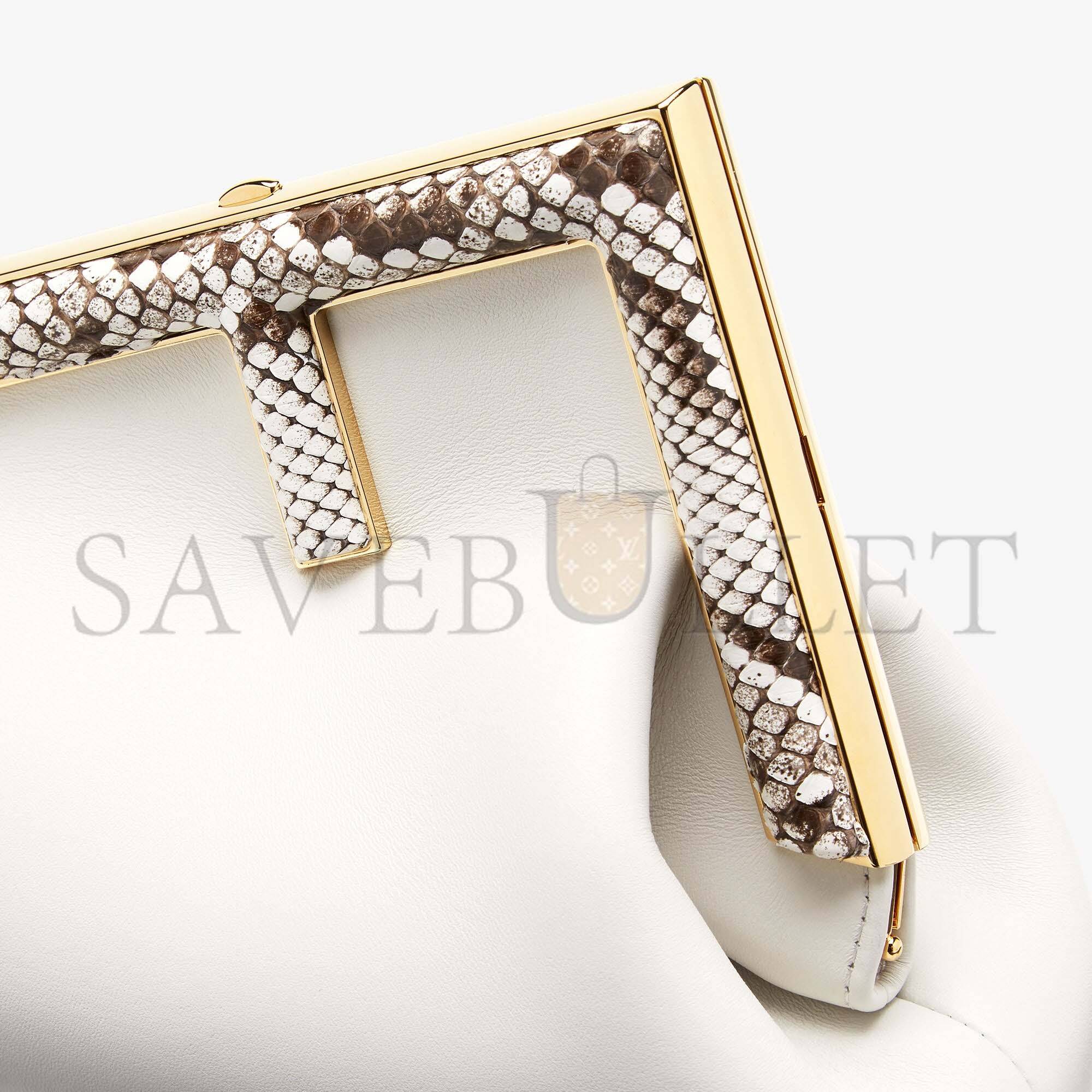 FENDI FIRST SMALL - WHITE LEATHER BAG WITH EXOTIC DETAILS 8BP129AGWRF1GEN (26*18*9.5cm)