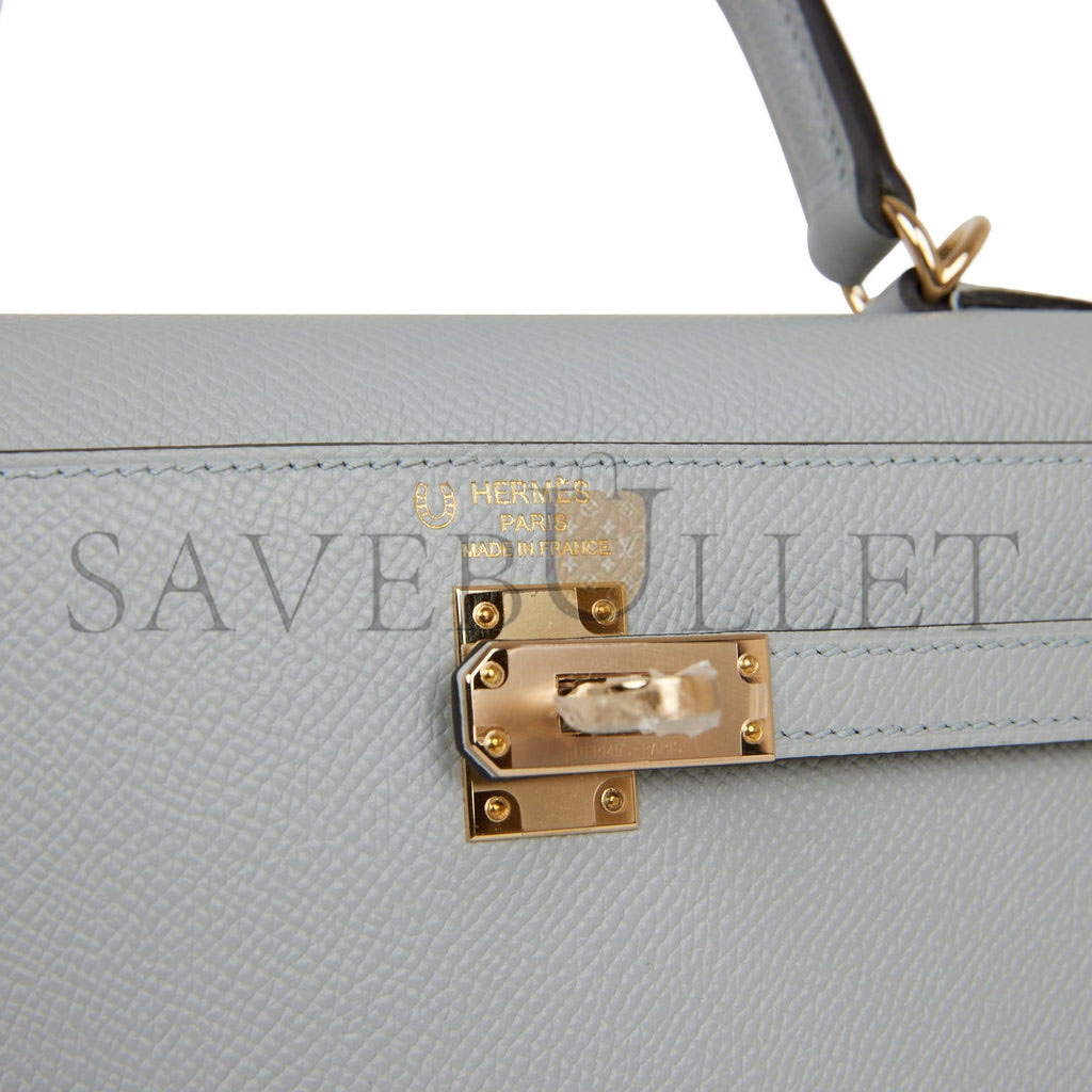 HERMES SPECIAL ORDER (HSS) KELLY SELLIER 25 BLEU GLACIER VERSO EPSOM PERMABRASS HARDWARE HANDMADE (25*17*7cm)