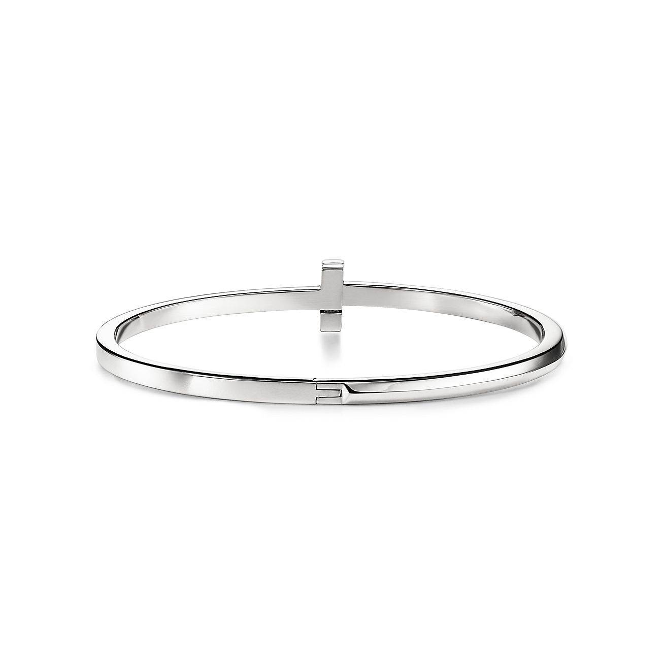 TIFFANY T T1 HINGED BANGLE IN WHITE GOLD, NARROW