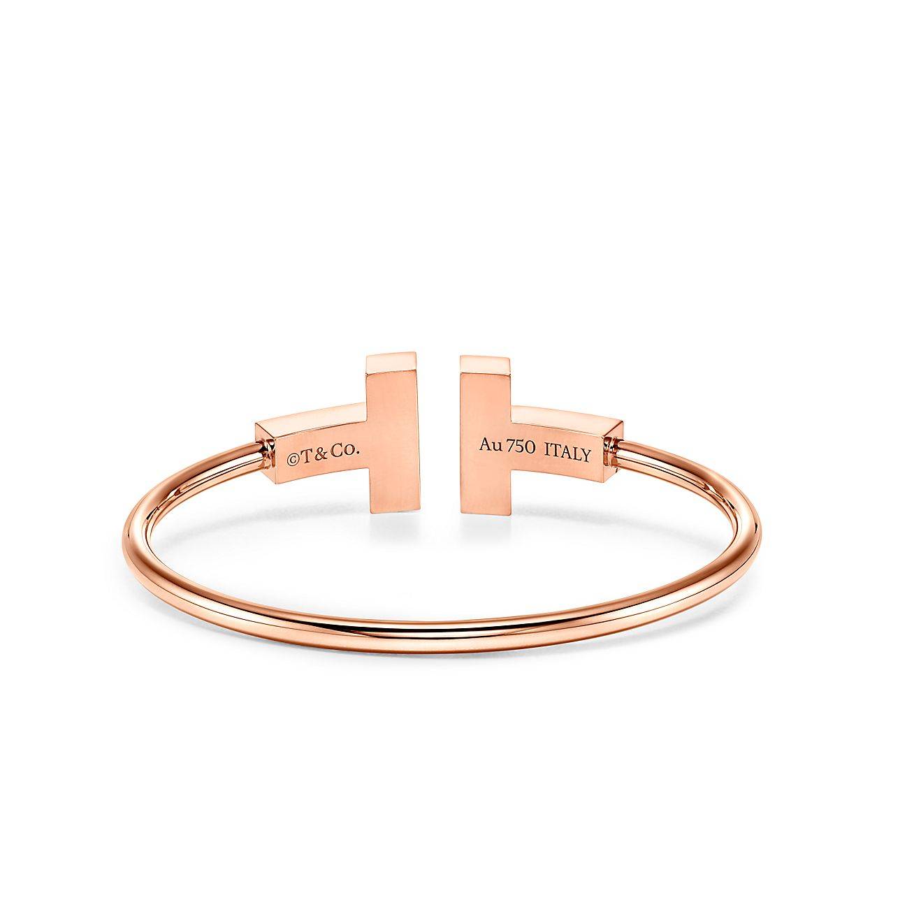 TIFFANY T WIDE BLACK ONYX WIRE BRACELET IN 18K ROSE GOLD