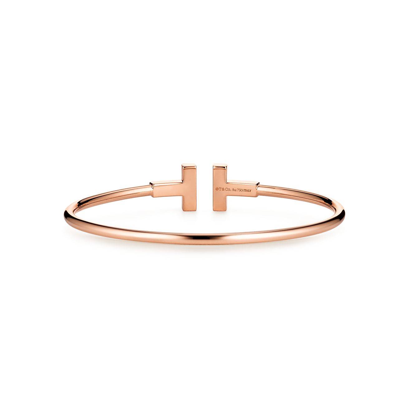 TIFFANY T WIRE BRACELET IN ROSE GOLD WITH DIAMONDS