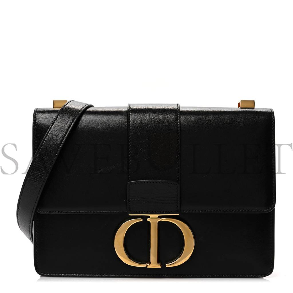 DIOR SHINY CRINKLED LAMBSKIN 30 MONTAIGNE FLAP BAG BLACK (24*18*6.4cm)